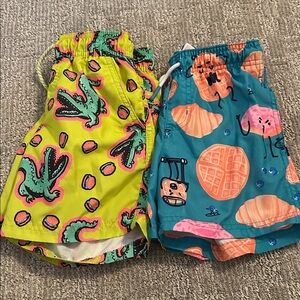 Kids' Bright Patterned Swim Shorts - Yellow & Teal, cat and Jack size 6/7
